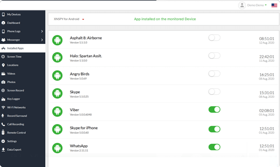 Xnspy ダッシュボード