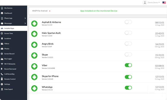 Xnspy ダッシュボード