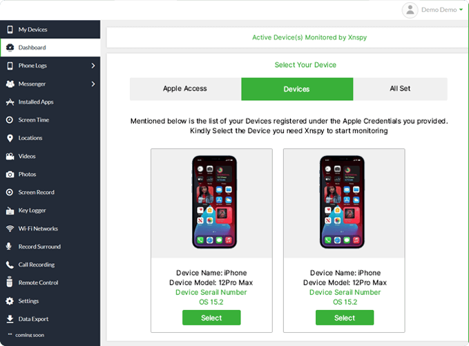 Xnspy ダッシュボード