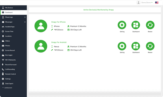 Xnspy ダッシュボード