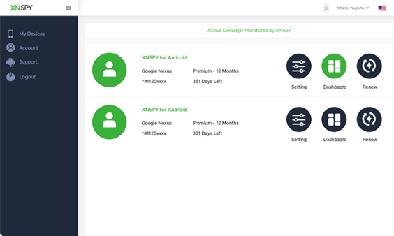Xnspy ダッシュボード